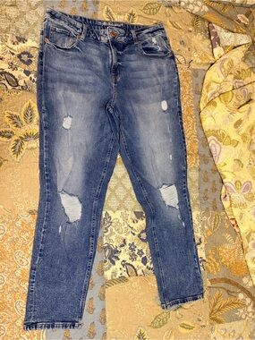 Maurices Blue Distressed High-Rise Jeans Medium Weight